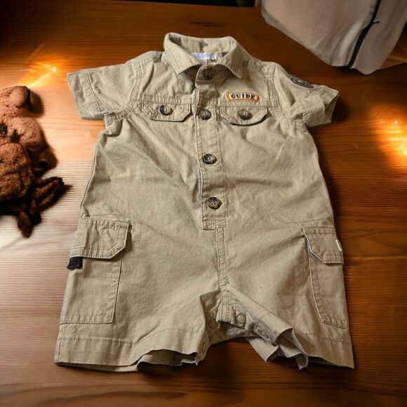 Janie and Jack Natural Safari Onesie 0-3 Months - Picture 1 of 5